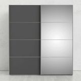 Guardaroba 2 ante Astrée, Mobile camera da letto, Cabina armadio portabiti, Armadio appendiabiti, 182x64 h202 cm, Bianco e Grigio