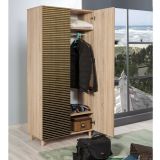 Guardaroba 2 ante Atlas, Mobile camera da letto, Cabina armadio con ante, Armadio appendiabiti, 90x52h192 cm, Quercia