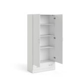 Guardaroba 2 ante Audette, Mobile camera da letto, Cabina armadio portabiti, Armadio appendiabiti, 79x36 h170 cm, Bianco