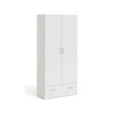 Guardaroba 2 ante Audette, Mobile camera da letto, Cabina armadio portabiti, Armadio appendiabiti, 79x36 h170 cm, Bianco