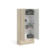 Guardaroba 2 ante Audette, Mobile camera da letto, Cabina armadio portabiti, Armadio appendiabiti, 79x36 h170 cm, Quercia