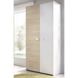 Guardaroba 2 ante Auernig, Mobile camera da letto, Cabina armadio portabiti, Armadio appendiabiti, 90x53 h202 cm, Bianco e Rovere