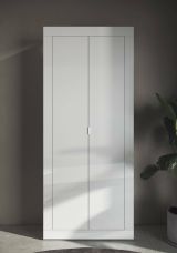 Guardaroba 2 ante Barbellino, Mobile camera da letto, Cabina armadio portabiti, Armadio appendiabiti, Made in Italy, 78x35 h185 cm, Bianco lucido