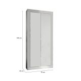 Guardaroba 2 ante Barbellino, Mobile camera da letto, Cabina armadio portabiti, Armadio appendiabiti, Made in Italy, 78x35 h185 cm, Bianco lucido