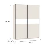 Guardaroba 2 Ante Beige Cashmere Bianco 2 Ripiani Appendiabiti 150x204h cm, 2 Ante - Manita