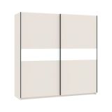 Guardaroba 2 Ante Beige Cashmere Bianco 2 Ripiani Appendiabiti 200x204h cm, 2 Ante - Nalika