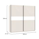 Guardaroba 2 Ante Beige Cashmere Bianco 2 Ripiani Appendiabiti 200x204h cm, 2 Ante - Nalika