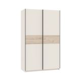 Guardaroba 2 Ante Beige Cashmere Marrone Rovere 2 Ripiani Appendiabiti 120x204h cm, 2 Ante - Maba