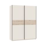 Guardaroba 2 Ante Beige Cashmere Marrone Rovere 2 Ripiani Appendiabiti 150x204h cm, 2 Ante - Manita