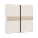 Guardaroba 2 Ante Beige Cashmere Marrone Rovere 2 Ripiani Appendiabiti 200x204h cm, 2 Ante - Nalika