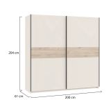Guardaroba 2 Ante Beige Cashmere Marrone Rovere 2 Ripiani Appendiabiti 200x204h cm, 2 Ante - Nalika
