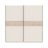 Guardaroba 2 Ante Beige Cashmere Marrone Rovere 2 Ripiani Appendiabiti 200x204h cm, 2 Ante - Nalika