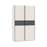 Guardaroba 2 Ante Beige Cashmere Nero Antracite 2 Ripiani Appendiabiti 120x204h cm, 2 Ante - Maba