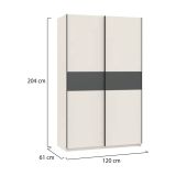 Guardaroba 2 Ante Beige Cashmere Nero Antracite 2 Ripiani Appendiabiti 120x204h cm, 2 Ante - Maba