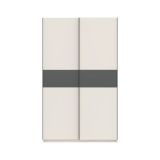 Guardaroba 2 Ante Beige Cashmere Nero Antracite 2 Ripiani Appendiabiti 120x204h cm, 2 Ante - Maba