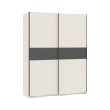 Guardaroba 2 Ante Beige Cashmere Nero Antracite 2 Ripiani Appendiabiti 150x204h cm, 2 Ante - Manita