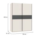 Guardaroba 2 Ante Beige Cashmere Nero Antracite 2 Ripiani Appendiabiti 150x204h cm, 2 Ante - Manita