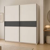 Guardaroba 2 Ante Beige Cashmere Nero Antracite 2 Ripiani Appendiabiti 200x204h cm, 2 Ante - Nalika