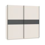 Guardaroba 2 Ante Beige Cashmere Nero Antracite 2 Ripiani Appendiabiti 200x204h cm, 2 Ante - Nalika
