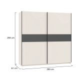 Guardaroba 2 Ante Beige Cashmere Nero Antracite 2 Ripiani Appendiabiti 200x204h cm, 2 Ante - Nalika