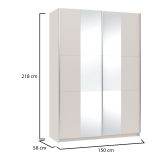 Guardaroba 2 Ante Beige Cashmere Traparente Appendiabiti 5 Ripiani 150x218h cm, 7 Vani - Lesesa