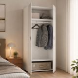 Guardaroba 2 Ante Bianco 2 Ripiani Appendiabiti 80x180h cm, 2 Ante - Susella