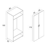 Guardaroba 2 Ante Bianco 2 Ripiani Appendiabiti 80x180h cm, 2 Ante - Susella