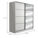 Guardaroba 2 Ante Bianco 5 Ripiani Appendiabiti 180x210h cm, 2 Ante - Cascia