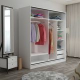 Guardaroba 2 Ante Bianco 5 Ripiani Appendiabiti 180x210h cm, 2 Ante - Cascia
