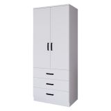 Guardaroba 2 Ante Bianco Appendiabiti 3 Cassetti 60x175h cm, Apertura Battente, Scorrevole - Sondrio