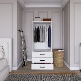 Guardaroba 2 Ante Bianco Appendiabiti 3 Cassetti 60x175h cm, Apertura Battente, Scorrevole - Sondrio