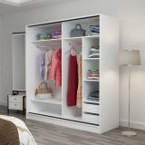 Guardaroba 2 Ante Bianco Appendiabiti 5 Ripiani 180x190h cm, Apertura Scorrevole - Cuvio