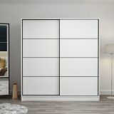 Guardaroba 2 Ante Bianco Appendiabiti 5 Ripiani 180x190h cm, Apertura Scorrevole - Cuvio