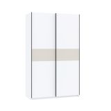 Guardaroba 2 Ante Bianco Beige Cashmere 2 Ripiani Appendiabiti 120x204h cm, 2 Ante - Maba