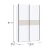 Guardaroba 2 Ante Bianco Beige Cashmere 2 Ripiani Appendiabiti 120x204h cm, 2 Ante - Maba