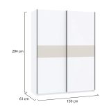 Guardaroba 2 Ante Bianco Beige Cashmere 2 Ripiani Appendiabiti 150x204h cm, 2 Ante - Manita