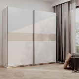 Guardaroba 2 Ante Bianco Beige Cashmere 2 Ripiani Appendiabiti 200x204h cm, 2 Ante - Nalika