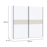 Guardaroba 2 Ante Bianco Beige Cashmere 2 Ripiani Appendiabiti 200x204h cm, 2 Ante - Nalika