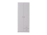 Guardaroba 2 Ante Bianco Bianco Appendiabiti 2 Cassetti 80x205h cm, 4 Ripiani - Cimena