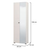 Guardaroba 2 Ante Bianco Bianco Appendiabiti 3 Ripiani 64x194h cm, 4 Vani - Azzano