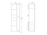 Guardaroba 2 Ante Bianco Bianco Appendiabiti 4 Ripiani 58x195h cm, 5 Vani - Lomazzo