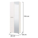 Guardaroba 2 Ante Bianco Bianco Appendiabiti 4 Ripiani 60x192.5h cm, 5 Vani - Griante