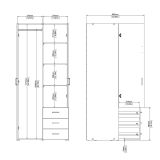 Guardaroba 2 ante- bianco con cassetti 77x175h cm - Arci