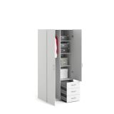 Guardaroba 2 ante- bianco con cassetti 77x175h cm - Arci