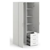 Guardaroba 2 ante- bianco con cassetti 77x175h cm - Arci