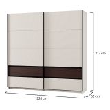 Guardaroba 2 Ante Bianco Crema Marrone Noce 2 Ripiani Appendiabiti 220x217h cm, Apertura Scorrevole - Vangvi