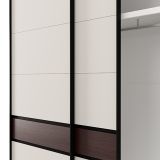 Guardaroba 2 Ante Bianco Crema Marrone Noce 2 Ripiani Appendiabiti 220x217h cm, Apertura Scorrevole - Vangvi