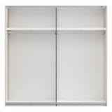 Guardaroba 2 Ante Bianco Crema Marrone Noce 2 Ripiani Appendiabiti 220x217h cm, Apertura Scorrevole - Vangvi