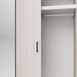 Guardaroba 2 Ante Bianco Crema Marrone Rovere 2 Ripiani Appendiabiti 220x205h cm, Apertura Scorrevole - Aurovi