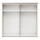 Guardaroba 2 Ante Bianco Crema Marrone Rovere 2 Ripiani Appendiabiti 220x205h cm, Apertura Scorrevole - Aurovi